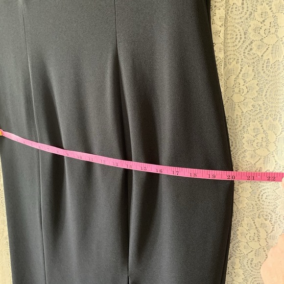 Worthington Black Lined Long Dress‎ Round Neck Short Sleeve Beaded Design Size 8 - Picture 8 of 9